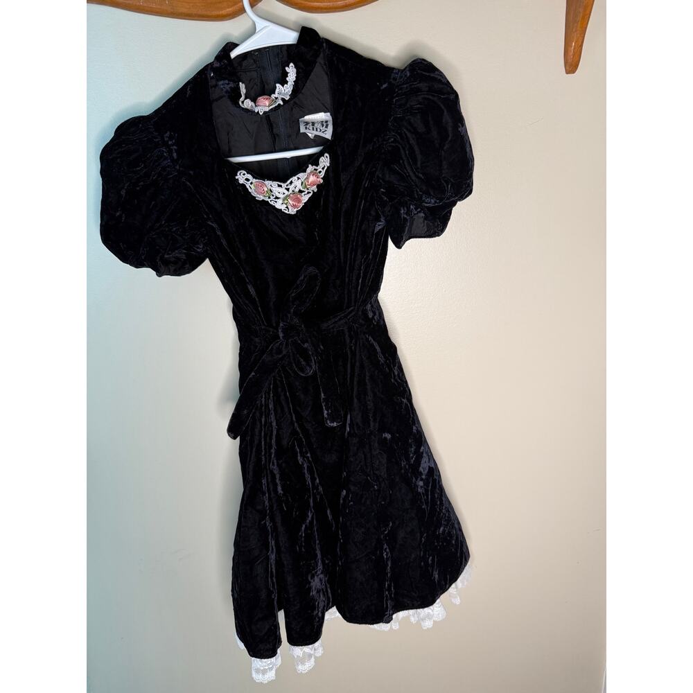 vintage 80s Zum Kidz black velvet children's party dress classic holiday